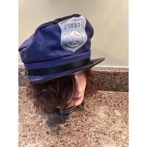 Blue Police Hat Cap Man Policeman Cop Hat W/ Badge Adult Costume Adjustable